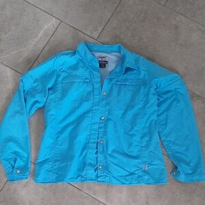 Woolrich Quick Dry Light Peacock Color Button-Down Long/short Sleeve Shirt